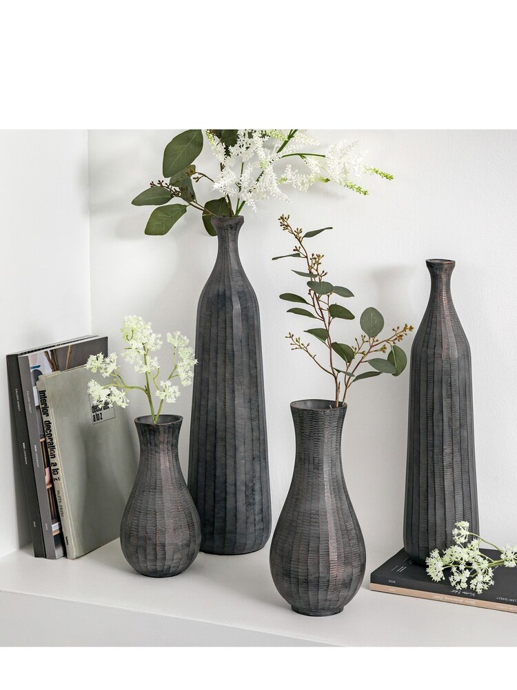 Gallery Home Grey Large Oakdale Fluted Vase - Image 1 of 3 Gallery Home Grey Large Oakdale Fluted Vase - Image 1 of 3