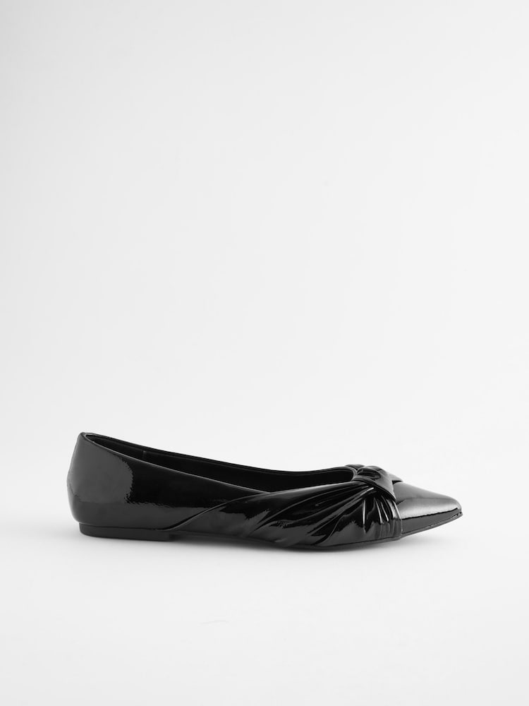 Black Forever Comfort® Asymmetric Bow Point Toe Shoes - Image 2 of 5