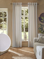 Cortinas forradas com ilhós de algodão lavado - Imagem 1 de 6