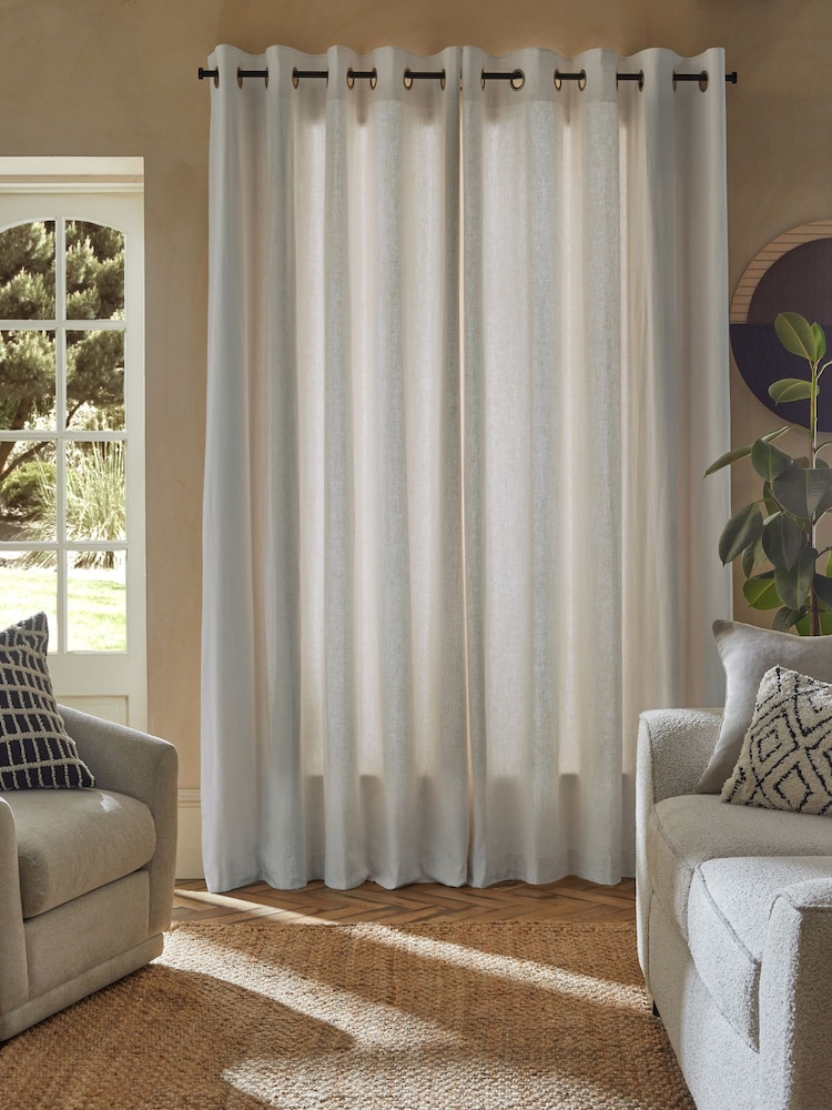 Cortinas forradas com ilhós de algodão lavado - Imagem 2 de 6