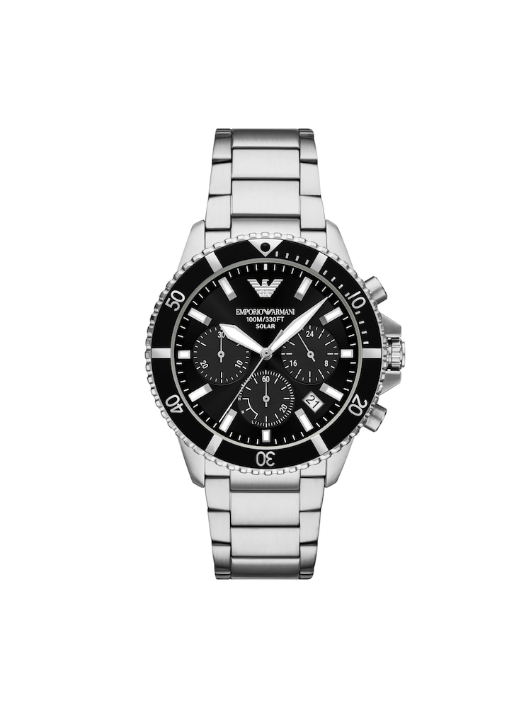 Emporio Armani Silver World Explorer Solar-Powered Chronograph Stainless Steel Watch - Image 1 of 5