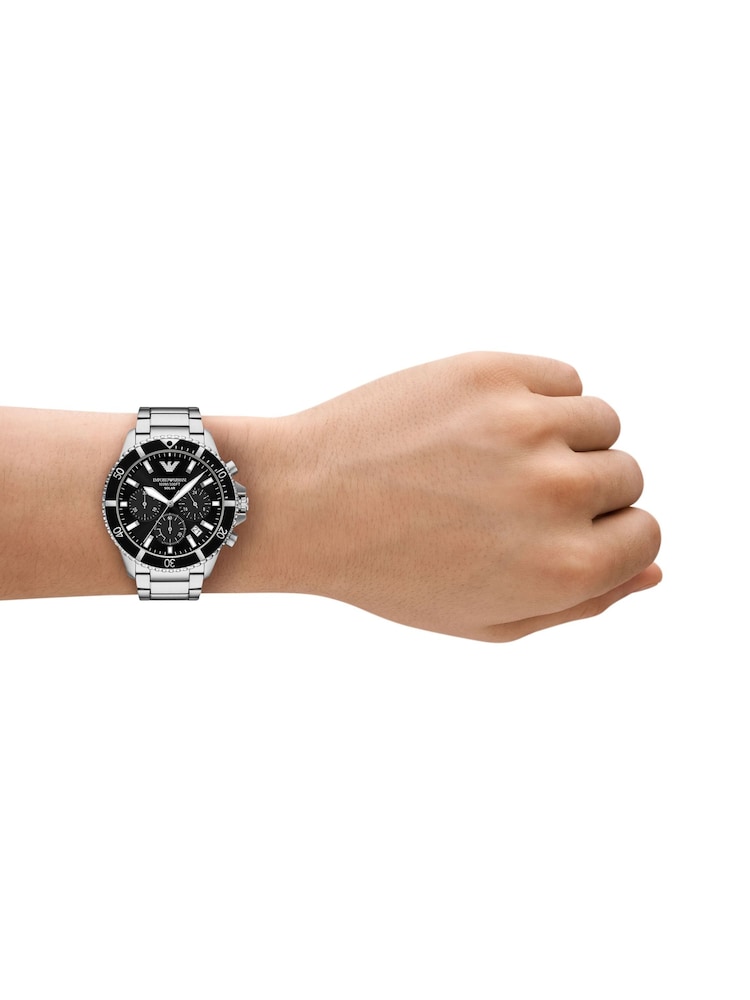 Emporio Armani Silver World Explorer Solar-Powered Chronograph Stainless Steel Watch - Image 5 of 5