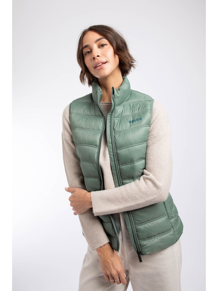 Weird Fish Green Atissa Lightweight Padded Gilet - Image 1 of 7 Weird Fish Green Atissa Lightweight Padded Gilet - Image 1 of 7
