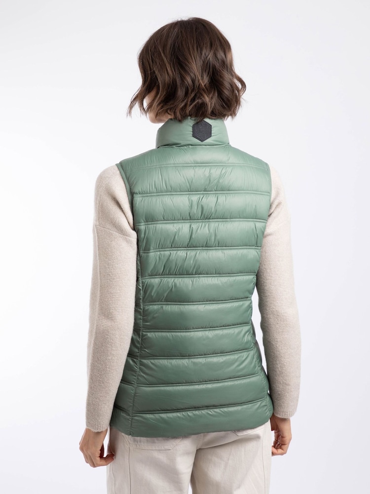 Weird Fish Green Atissa Lightweight Padded Gilet - Image 2 of 7 Weird Fish Green Atissa Lightweight Padded Gilet - Image 2 of 7