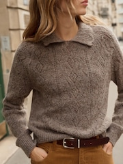 BHOEM Taupe Brown Polo Tape Jumper - Image 1 of 4
