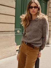 BHOEM Taupe Brown Polo Tape Jumper - Image 2 of 4