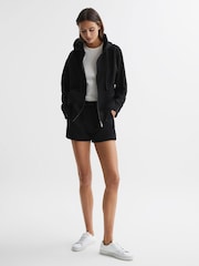 Reiss Black Frankie Zip Through Cotton Hoodie - Image 1 of 4