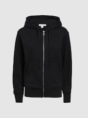 Reiss Black Frankie Zip Through Cotton Hoodie - Image 2 of 4