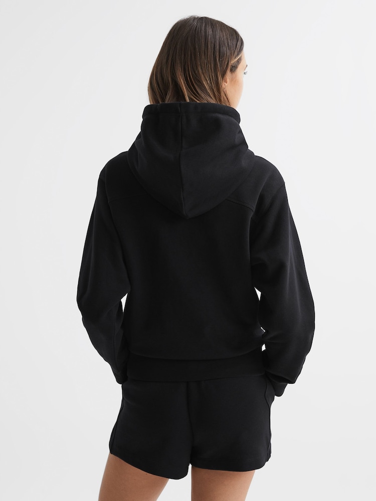 Reiss Black Frankie Zip Through Cotton Hoodie - Image 4 of 4