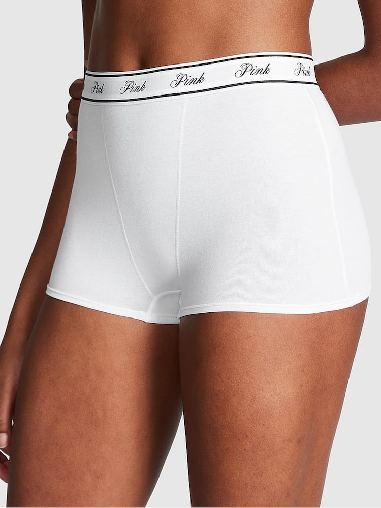 Victoria's Secret PINK Optic White High Waist Cotton Logo Knickers - Image 1 of 3