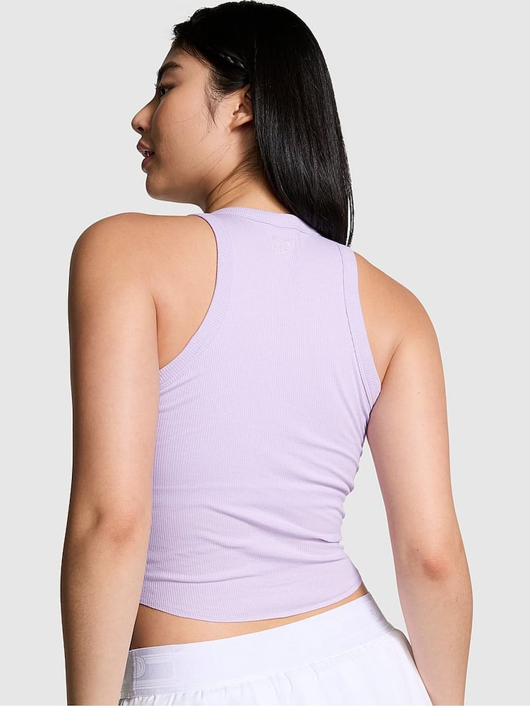 Victoria's Secret PINK Pastel Lilac Purple High Neck Shrunken Rib Tank Top - Image 2 of 2