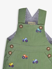 JoJo Maman Bébé Khaki Tractor Embroidered Short Dungarees - Image 2 of 2