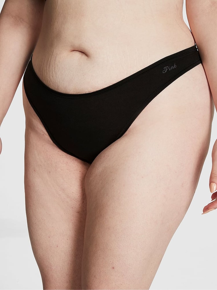 Victoria's Secret PINK Pure Black Thong Cotton Knickers - Image 1 of 3