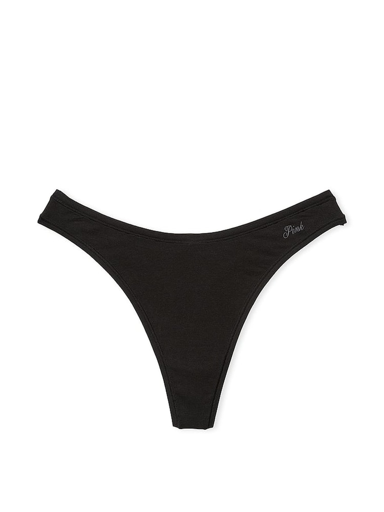 Victoria's Secret PINK Pure Black Thong Cotton Knickers - Image 3 of 3