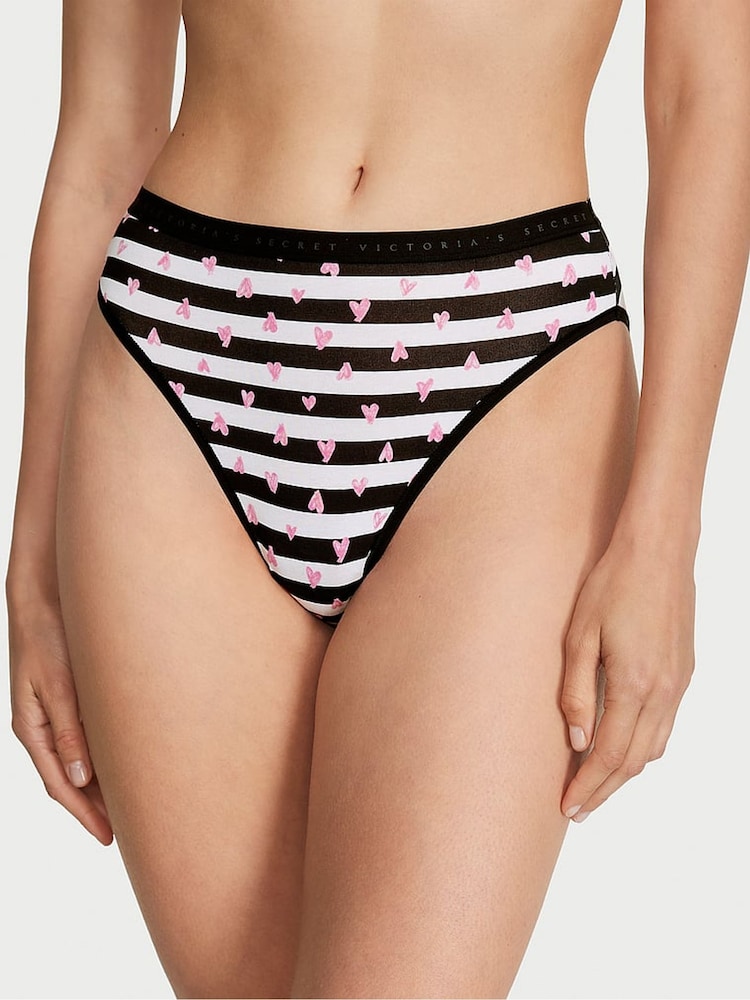 Victoria's Secret Black And White Heart Stripe Brief Knickers - Image 1 of 3