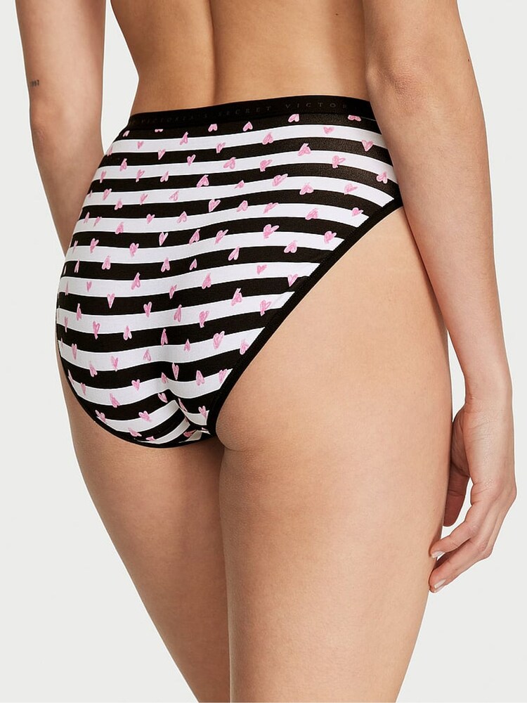 Victoria's Secret Black And White Heart Stripe Brief Knickers - Image 2 of 3