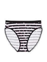 Victoria's Secret Black And White Heart Stripe Brief Knickers - Image 3 of 3