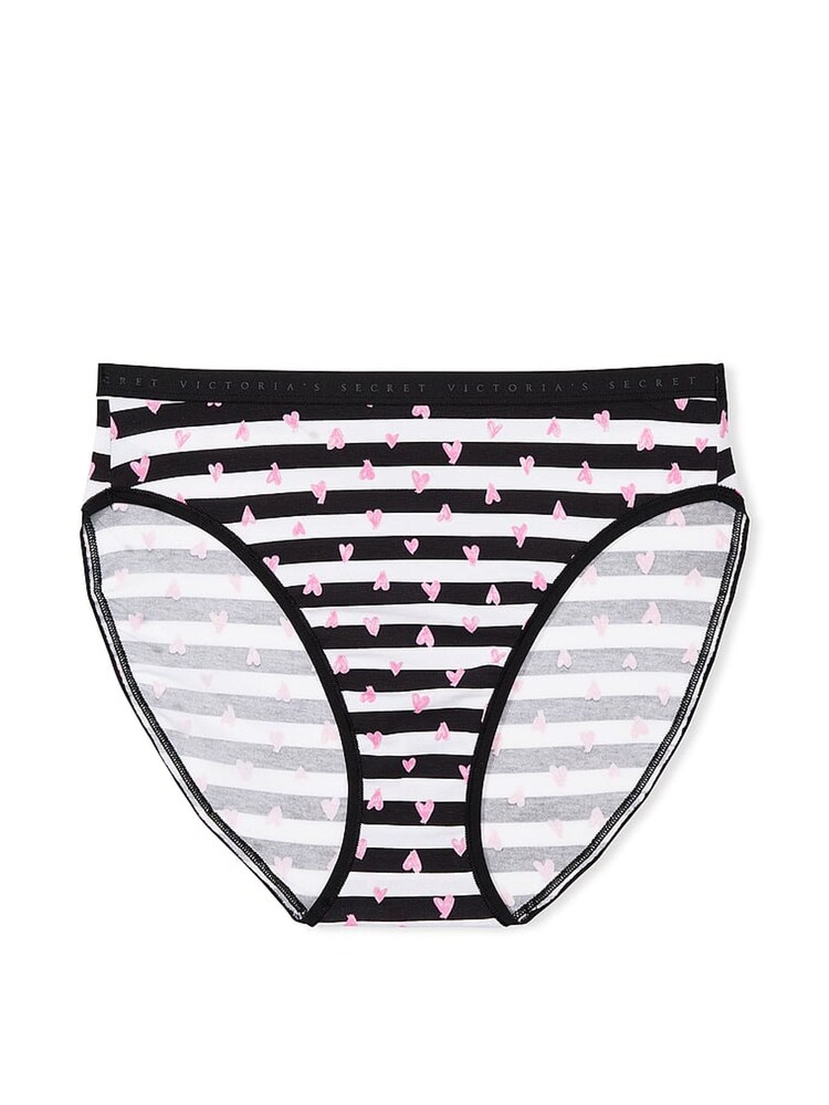 Victoria's Secret Black And White Heart Stripe Brief Knickers - Image 3 of 3