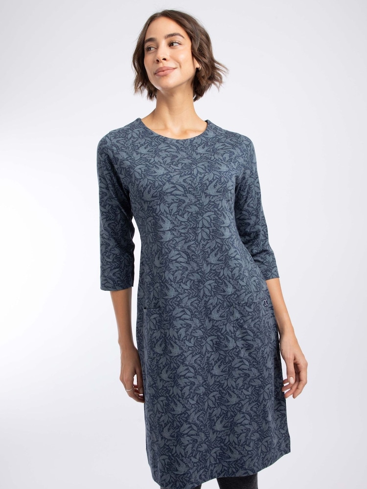 Weird Fish Blue Starshine Cotton Printed Jersey Dress - Image 2 of 7
