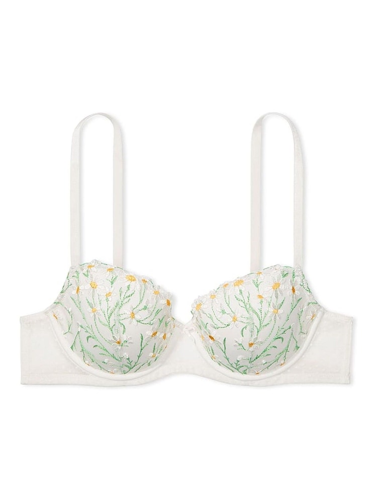Victoria's Secret Daisy Embroidery White Lightly Lined Demi Bra - Image 3 of 3
