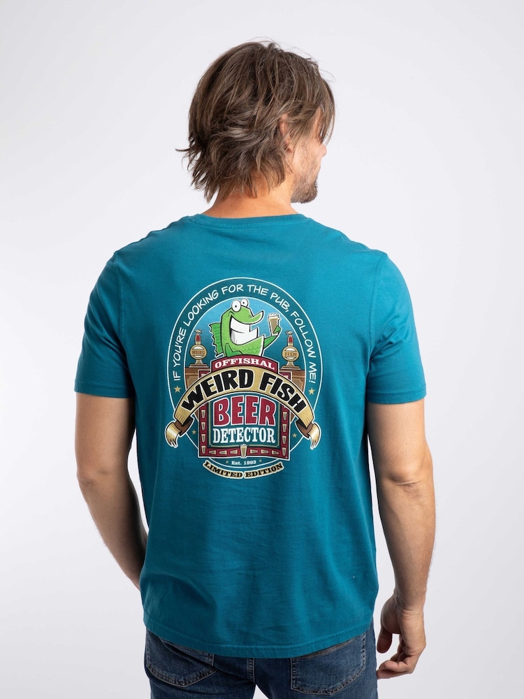 Azul mar - Camiseta con estampado trasero de detector de cerveza Weird Fish - Imagen 1 de 4