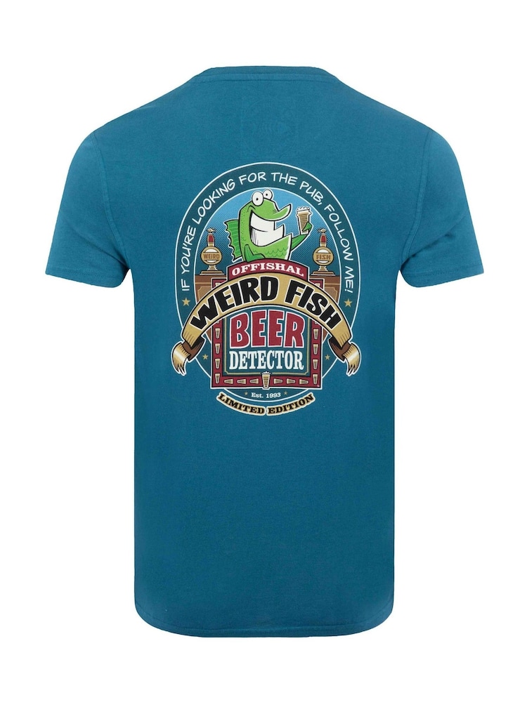 Azul mar - Camiseta con estampado trasero de detector de cerveza Weird Fish - Imagen 4 de 4