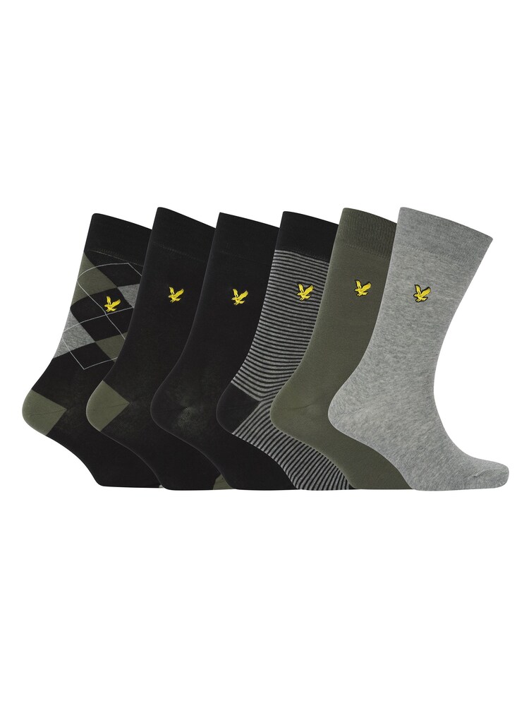 Lyle & Scott Black Socks Timothy Gift Box 6 Pack - Image 1 of 5
