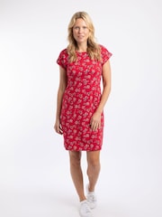 Weird Fish Red Tallahassee Cotton Printed Jersey Dress - Image 2 of 7