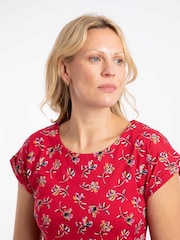 Weird Fish Red Tallahassee Cotton Printed Jersey Dress - Image 4 of 7