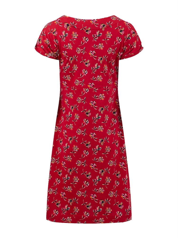 Weird Fish Red Tallahassee Cotton Printed Jersey Dress - Image 7 of 7 Weird Fish Red Tallahassee Cotton Printed Jersey Dress - Image 7 of 7
