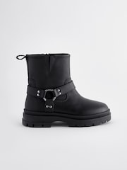 Black Leather Biker Boots - Image 2 of 5