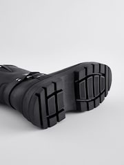Black Leather Biker Boots - Image 4 of 5