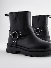 Black Leather Biker Boots - Image 5 of 5