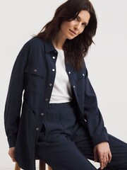 JD Williams Blue Tie Waist Shacket - Image 1 of 5