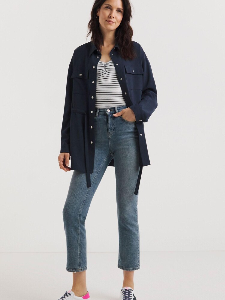 JD Williams Blue Tie Waist Shacket - Image 4 of 5