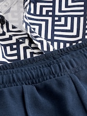 Navy/White 100% Cotton Short Sleeve Polo and Shorts Set (3mths-7yrs) - Image 7 of 7