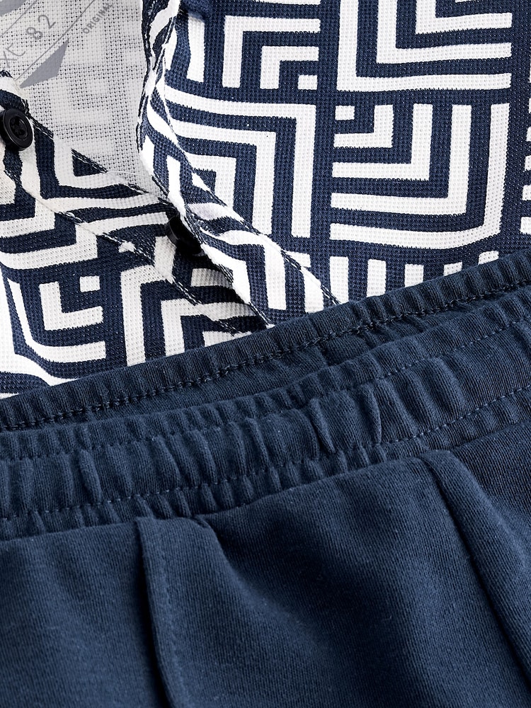 Navy/White 100% Cotton Short Sleeve Polo and Shorts Set (3mths-7yrs) - Image 7 of 7