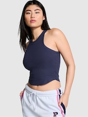 Victoria's Secret PINK Midnight Navy Blue High Neck Shrunken Rib Tank Top - Image 1 of 4