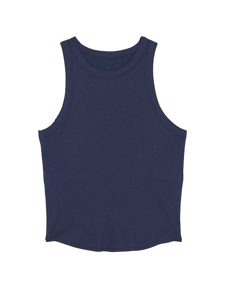 Victoria's Secret PINK Midnight Navy Blue High Neck Shrunken Rib Tank Top - Image 4 of 4 Victoria's Secret PINK Midnight Navy Blue High Neck Shrunken Rib Tank Top - Image 4 of 4