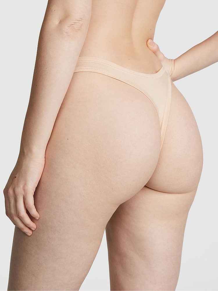 Victoria's Secret PINK Marzipan Nude Thong Cotton Knickers - Image 2 of 3