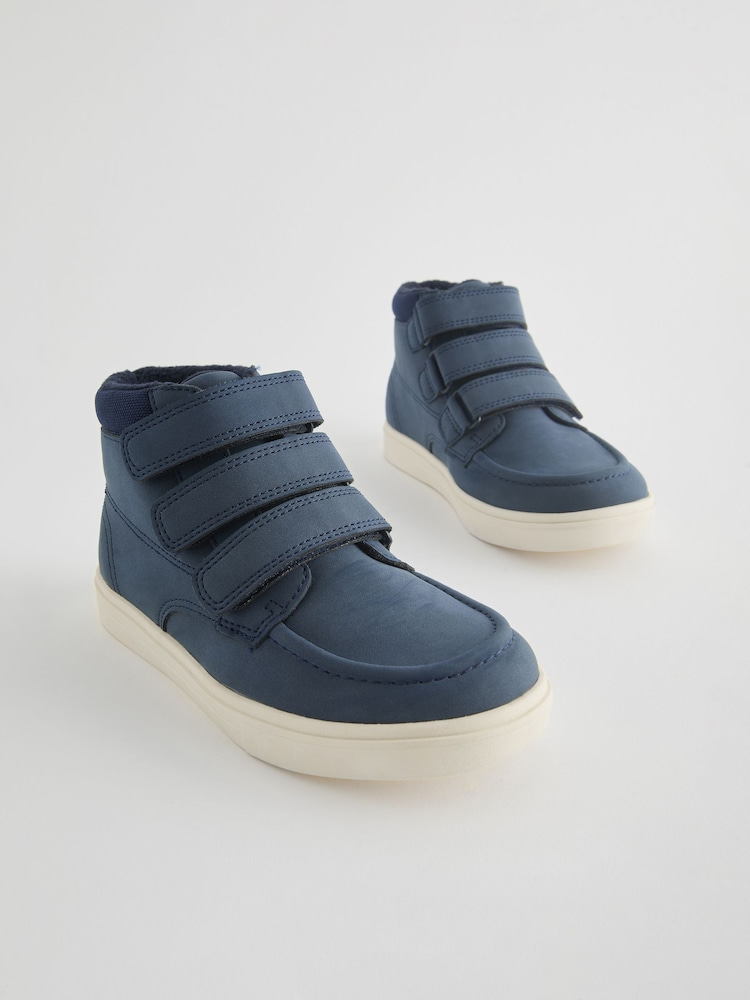 Navy Blue Standard Fit (F) 3 Strap Touch Fastening Smart Ankle Boots - Image 1 of 5