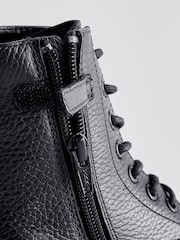 Black Leather Lace-Up Boots - Image 5 of 5