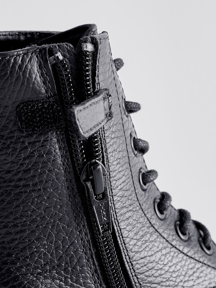 Black Leather Lace-Up Boots - Image 5 of 5