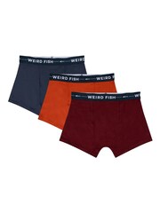 Weird Fish Red Ashridge Boxer Shorts 3 Pack - Image 1 of 5