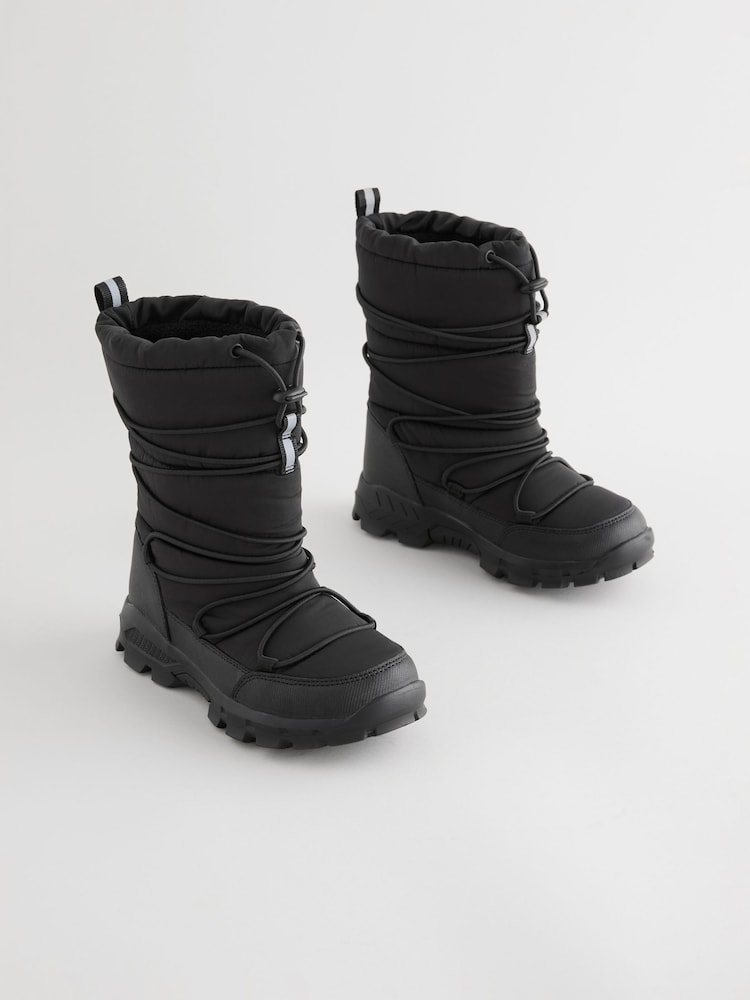Black Waterproof Bungee Cord Snow Boots - Image 1 of 6