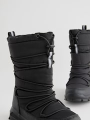 Black Waterproof Bungee Cord Snow Boots - Image 4 of 6