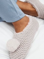 Grey Knitted Footsie Slippers - Image 2 of 5