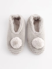 Grey Knitted Footsie Slippers - Image 3 of 5