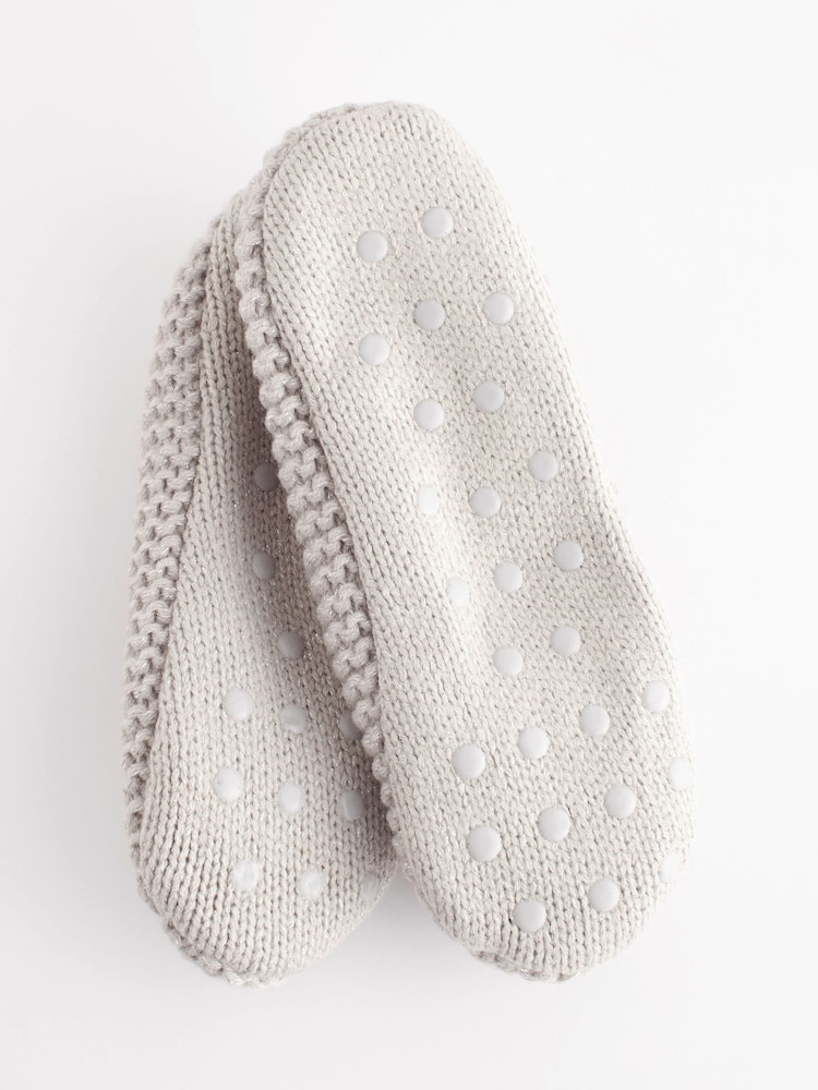 Grey Knitted Footsie Slippers - Image 4 of 5