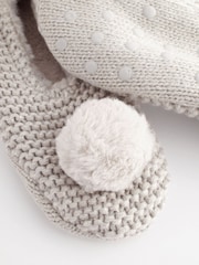 Grey Knitted Footsie Slippers - Image 5 of 5